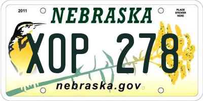 NE license plate XOP278