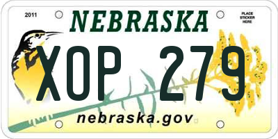NE license plate XOP279