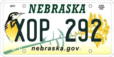 NE license plate XOP292