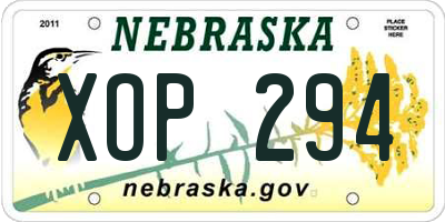 NE license plate XOP294