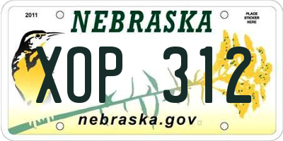 NE license plate XOP312