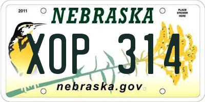 NE license plate XOP314