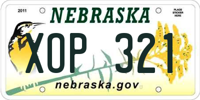 NE license plate XOP321