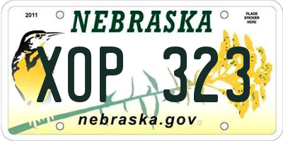 NE license plate XOP323
