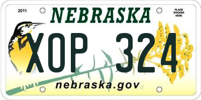 NE license plate XOP324