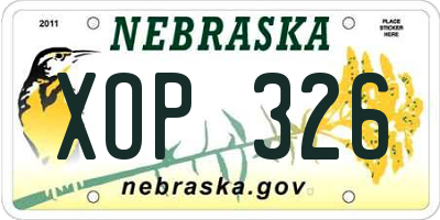 NE license plate XOP326