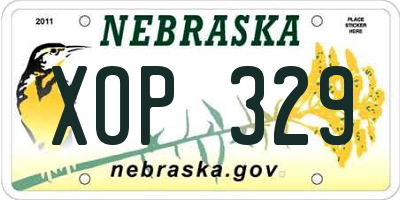 NE license plate XOP329