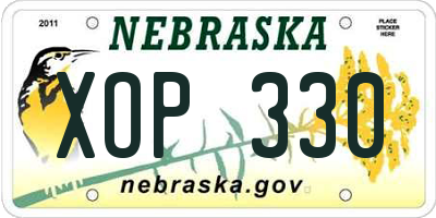 NE license plate XOP330