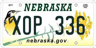 NE license plate XOP336