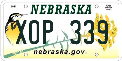 NE license plate XOP339