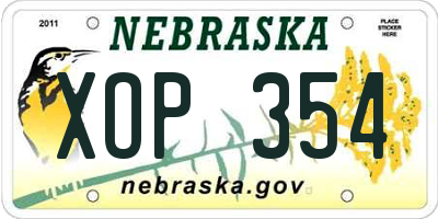NE license plate XOP354