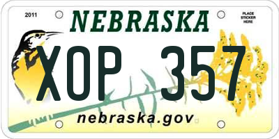 NE license plate XOP357