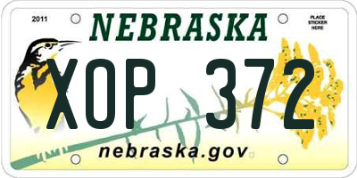 NE license plate XOP372