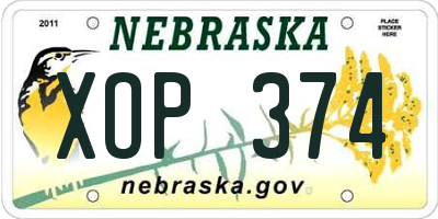 NE license plate XOP374