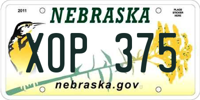 NE license plate XOP375