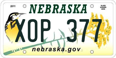 NE license plate XOP377