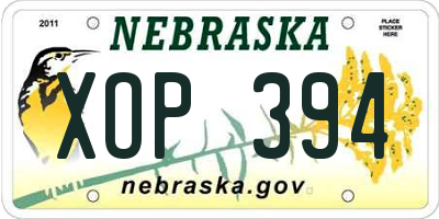 NE license plate XOP394