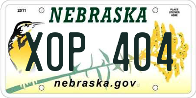 NE license plate XOP404
