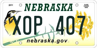 NE license plate XOP407