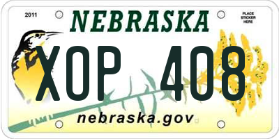 NE license plate XOP408