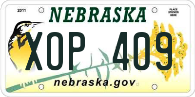 NE license plate XOP409
