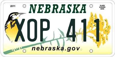 NE license plate XOP411