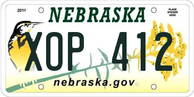 NE license plate XOP412
