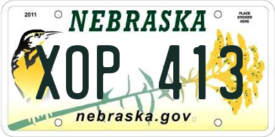 NE license plate XOP413
