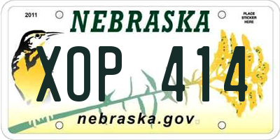NE license plate XOP414