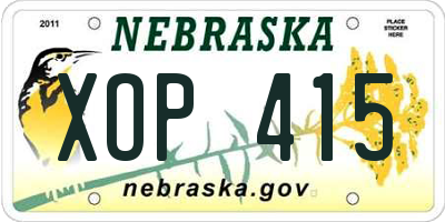 NE license plate XOP415