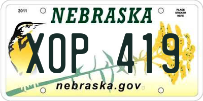 NE license plate XOP419
