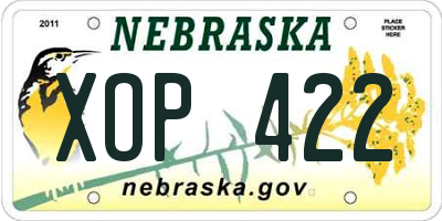 NE license plate XOP422