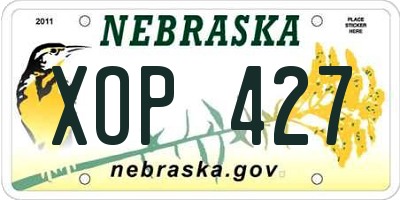 NE license plate XOP427