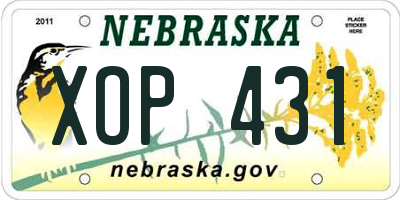 NE license plate XOP431