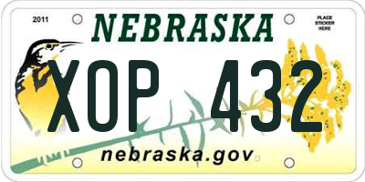 NE license plate XOP432