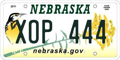 NE license plate XOP444