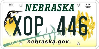 NE license plate XOP446