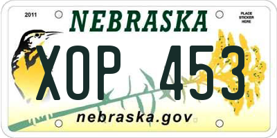 NE license plate XOP453