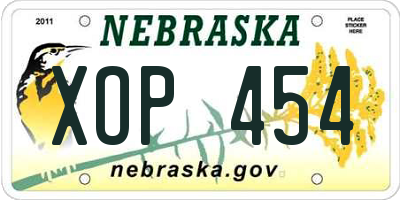 NE license plate XOP454