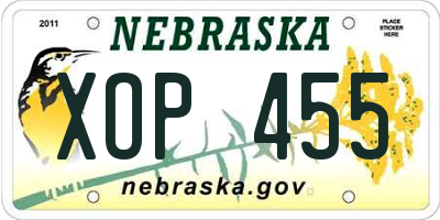 NE license plate XOP455