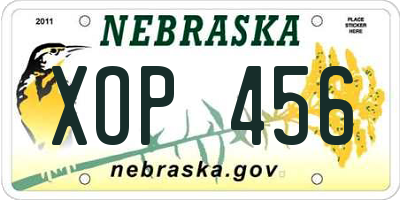 NE license plate XOP456