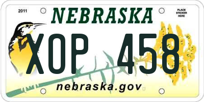 NE license plate XOP458