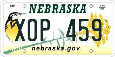 NE license plate XOP459