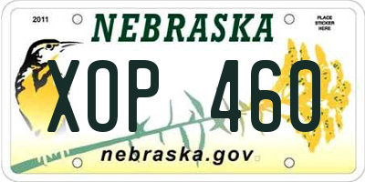NE license plate XOP460