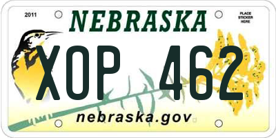NE license plate XOP462