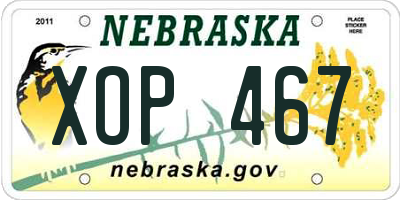 NE license plate XOP467