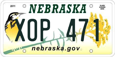 NE license plate XOP471