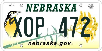 NE license plate XOP472