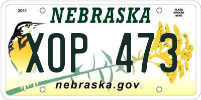 NE license plate XOP473