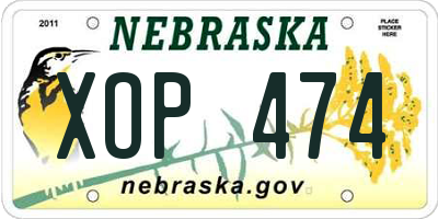 NE license plate XOP474